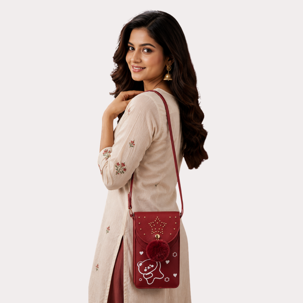 Ruby Star Pom-Pom Mobile Sling Bag