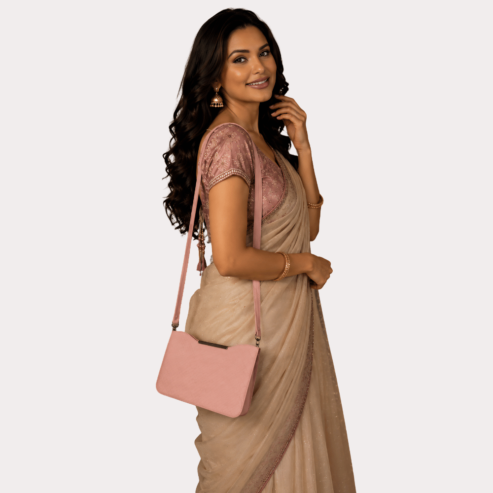 BlushAura Textured Pink Sling Bag for Women