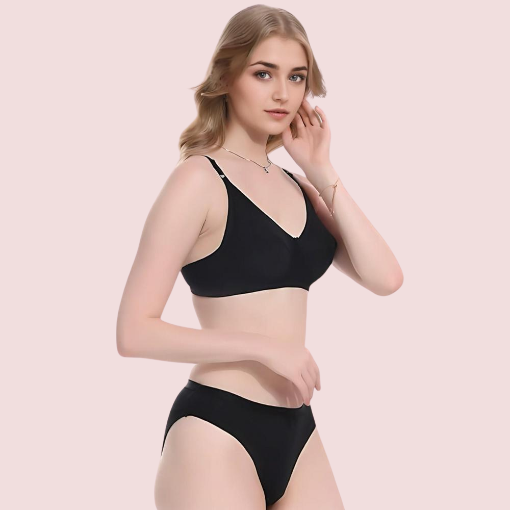 Women's Cotton Non-Padded Wire-Free Bra &amp; Panty Set (Pack of 2)