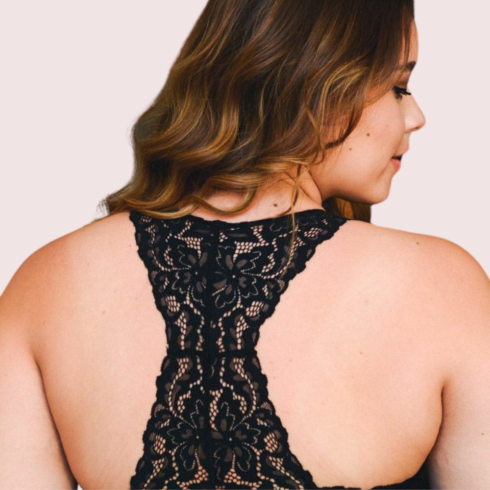 Women's Deep V-Neck Lace Bralette – Wire-Free Non-Padded Soft Support Bra