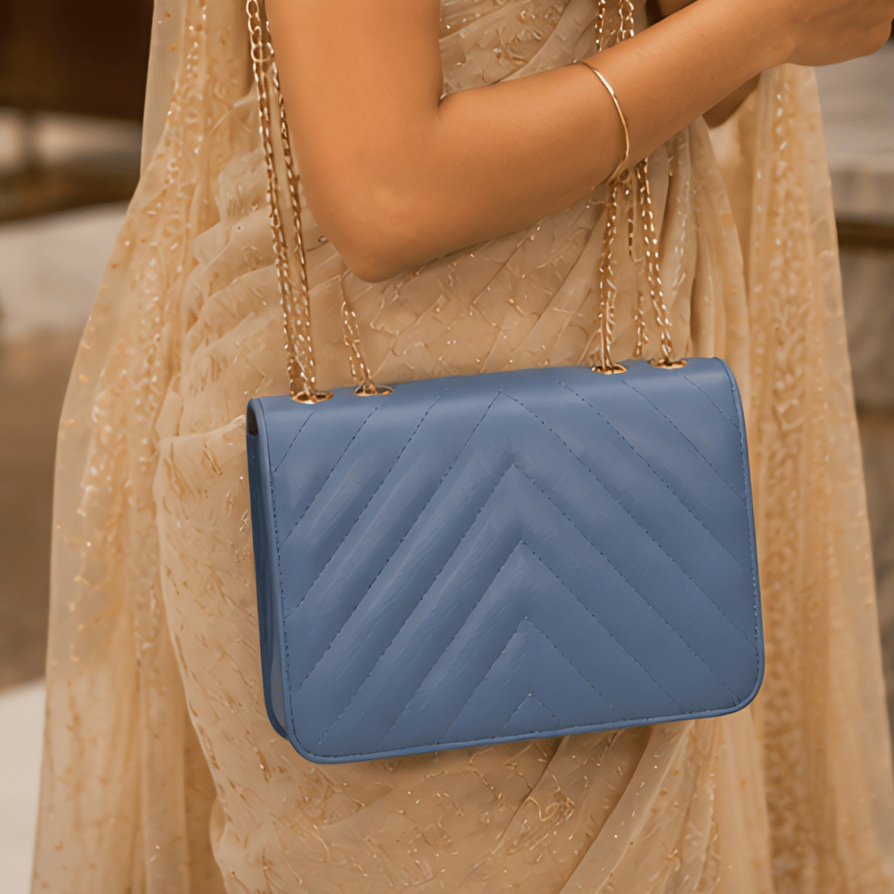 SkyLuxe Chevron Blue Sling Bag for Women