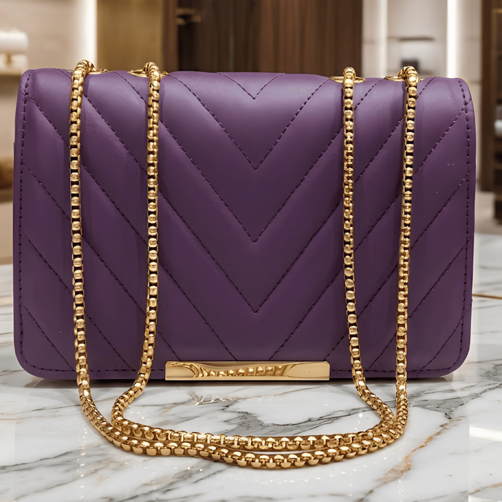 Royal Orchid Quilted Chain Sling Bag