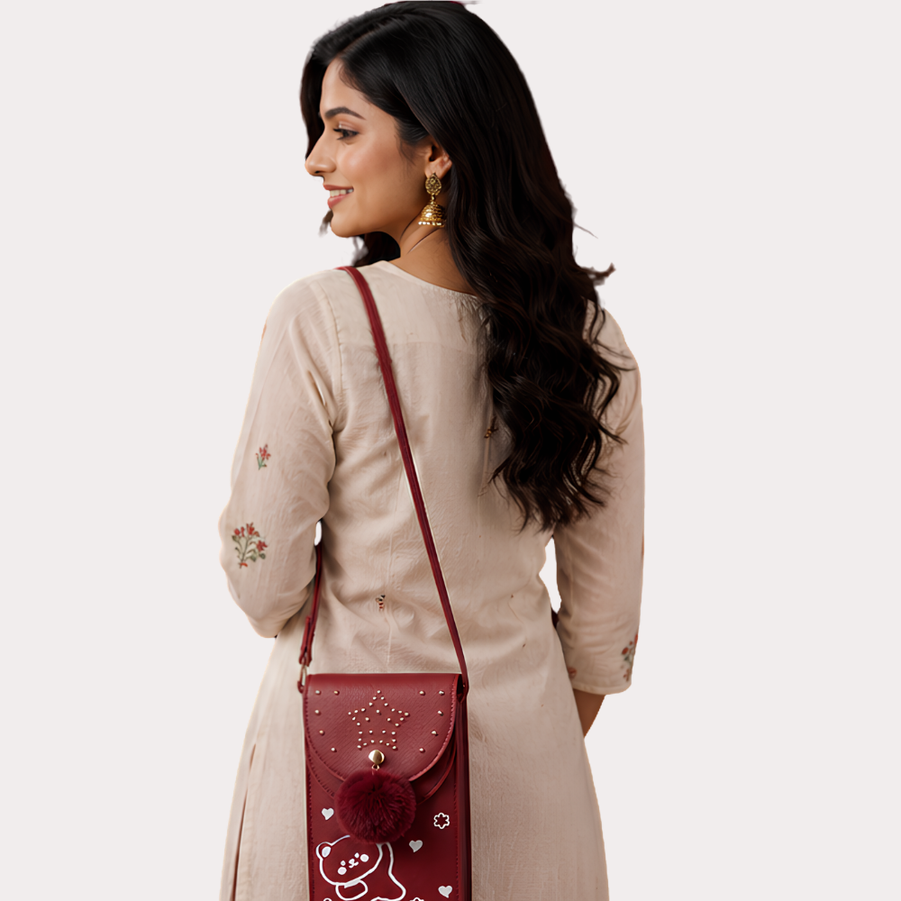 Ruby Star Pom-Pom Mobile Sling Bag