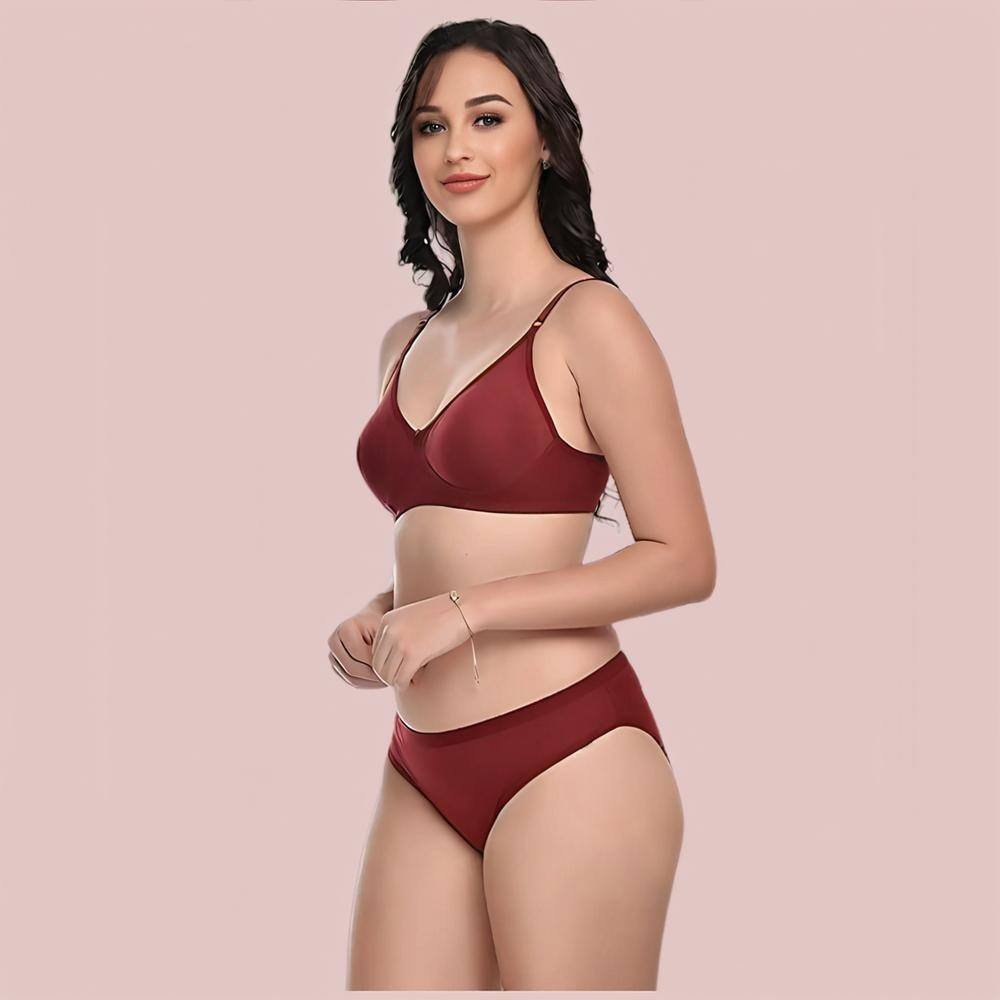 Women's Cotton Non-Padded Wire-Free Bra &amp; Panty Set (Pack of 2)