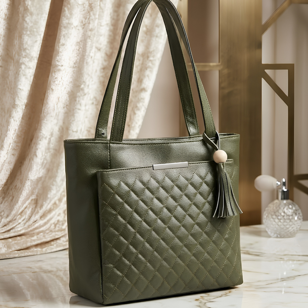 Olive Grace Quilted Tote Bag