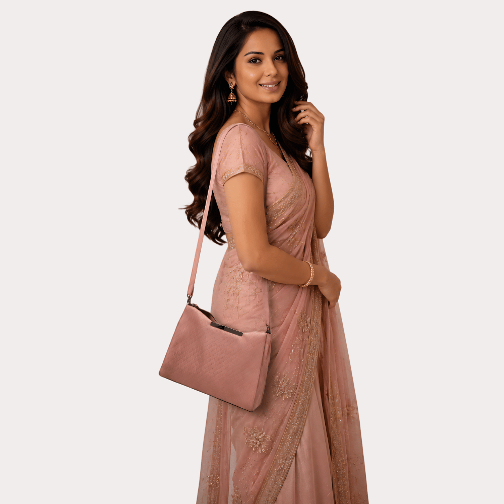 RoséCharm Textured Pink Shoulder Bag for Women