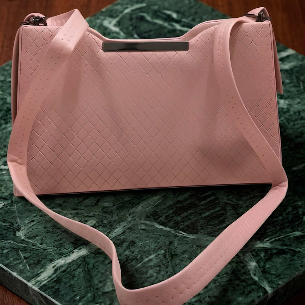 RoséCharm Textured Pink Shoulder Bag for Women
