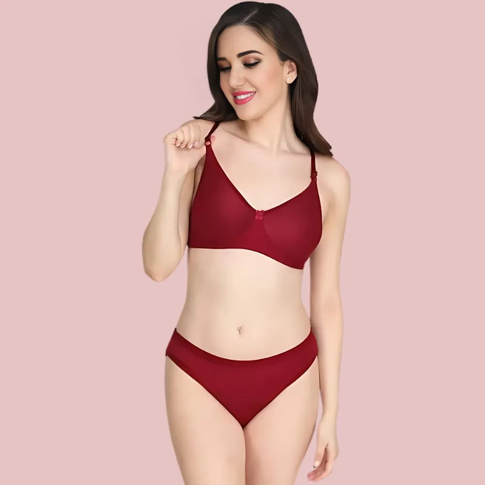 Women's Cotton Non-Padded Wire-Free Bra &amp; Panty Set (Pack of 2)
