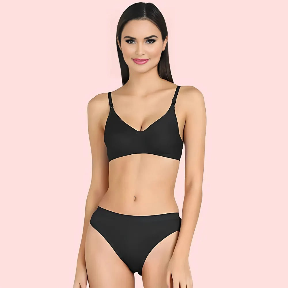 Women's Cotton Non-Padded Wire-Free Bra &amp; Panty Set (Pack of 2)