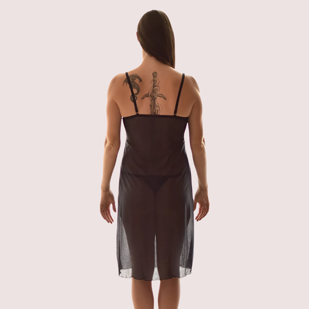 Women's Sheer Mesh Sleeveless Babydoll Slip Dress