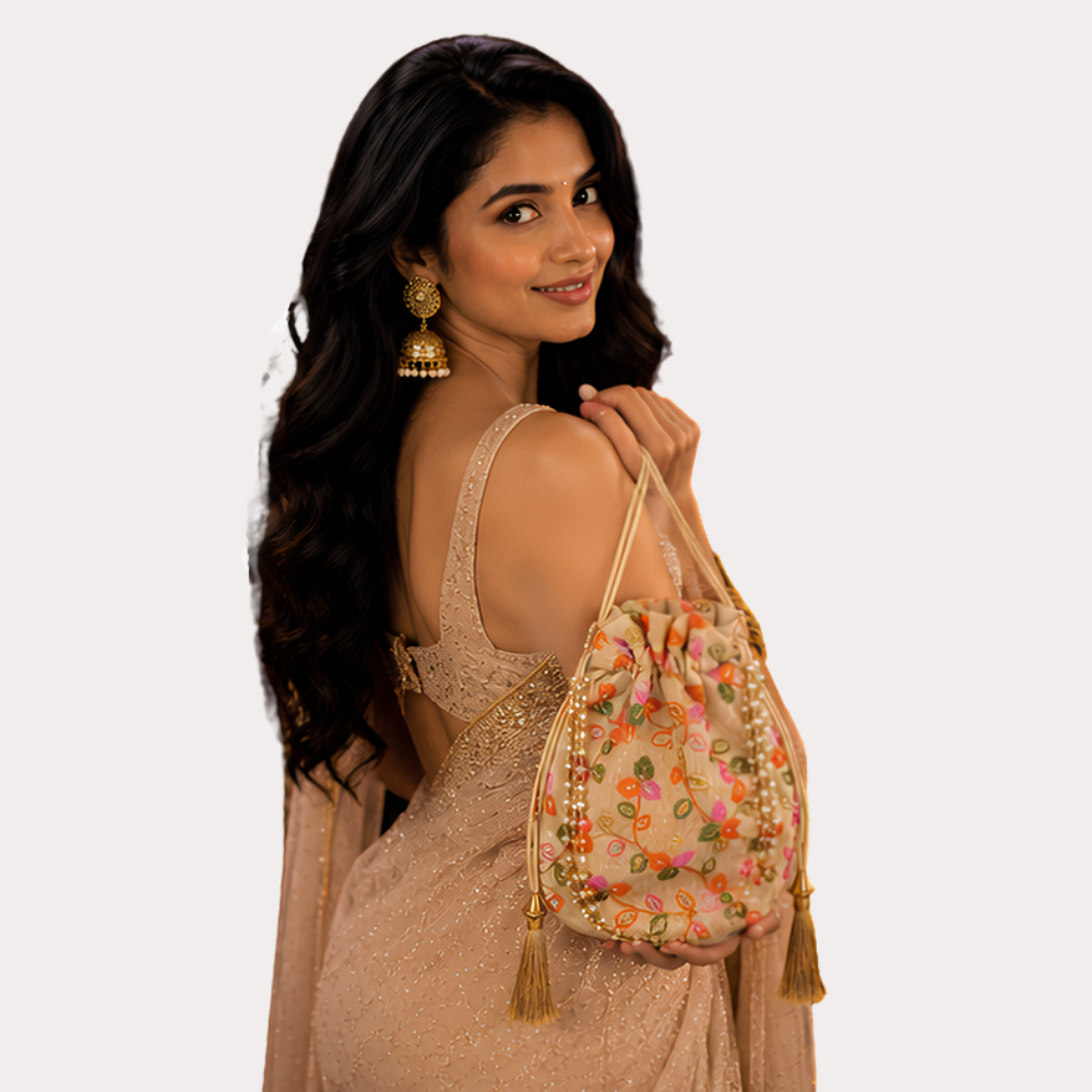 RoyalBloom Embroidered Potli Bag for Women