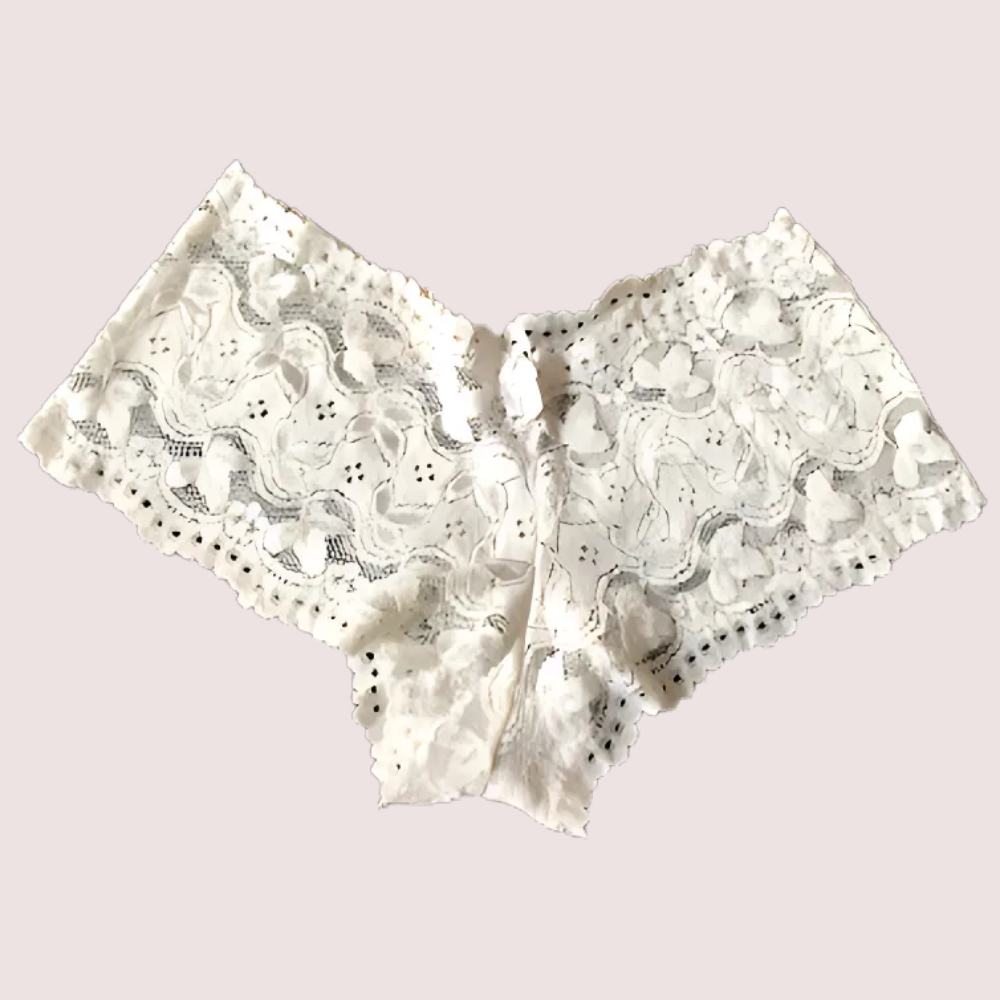 Women's White Floral Lace Boyshort Panty