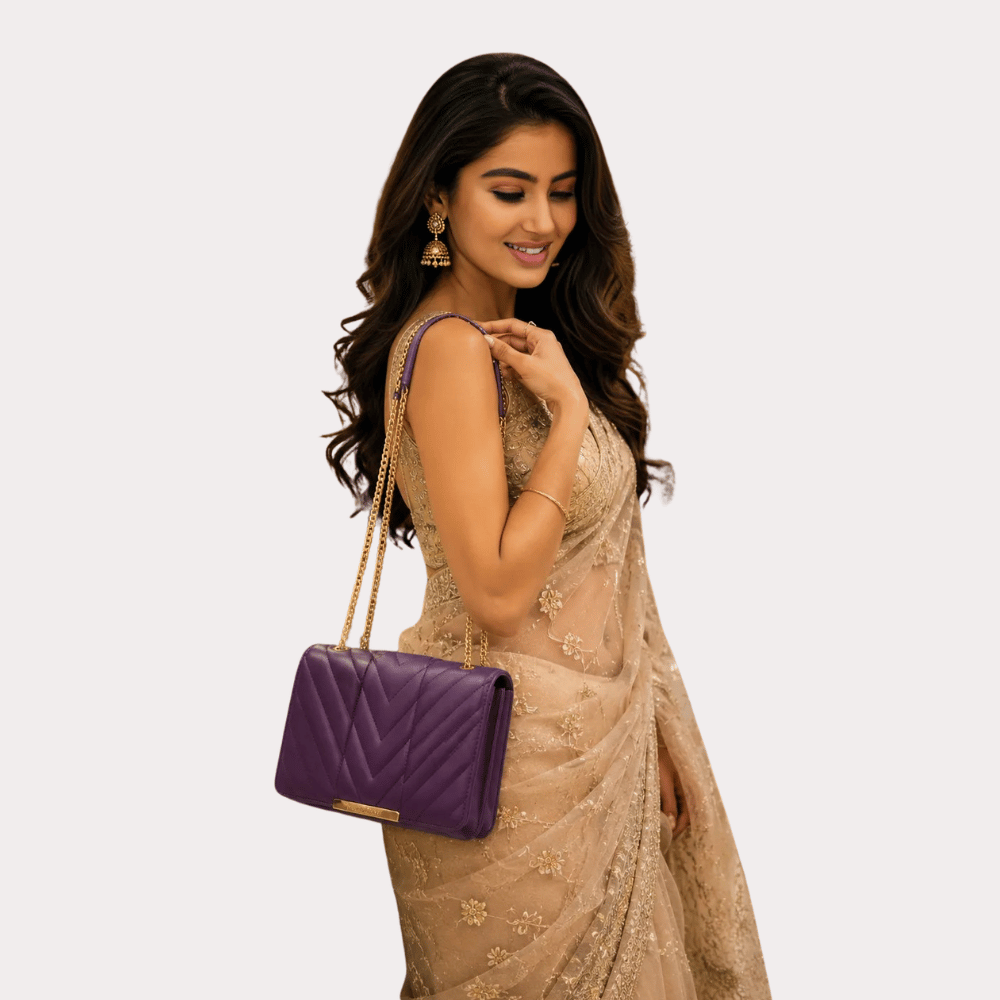 Royal Orchid Quilted Chain Sling Bag