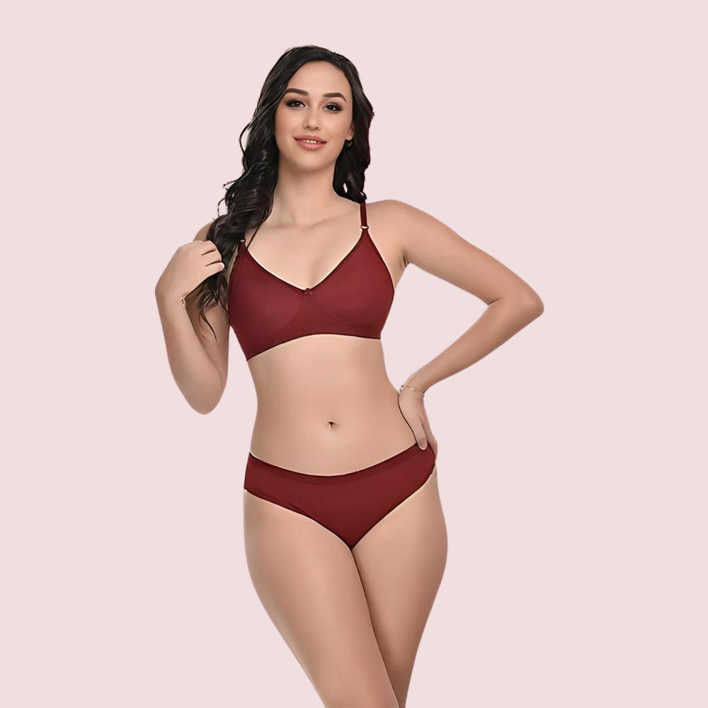 Women's Cotton Non-Padded Wire-Free Bra &amp; Panty Set (Pack of 2)