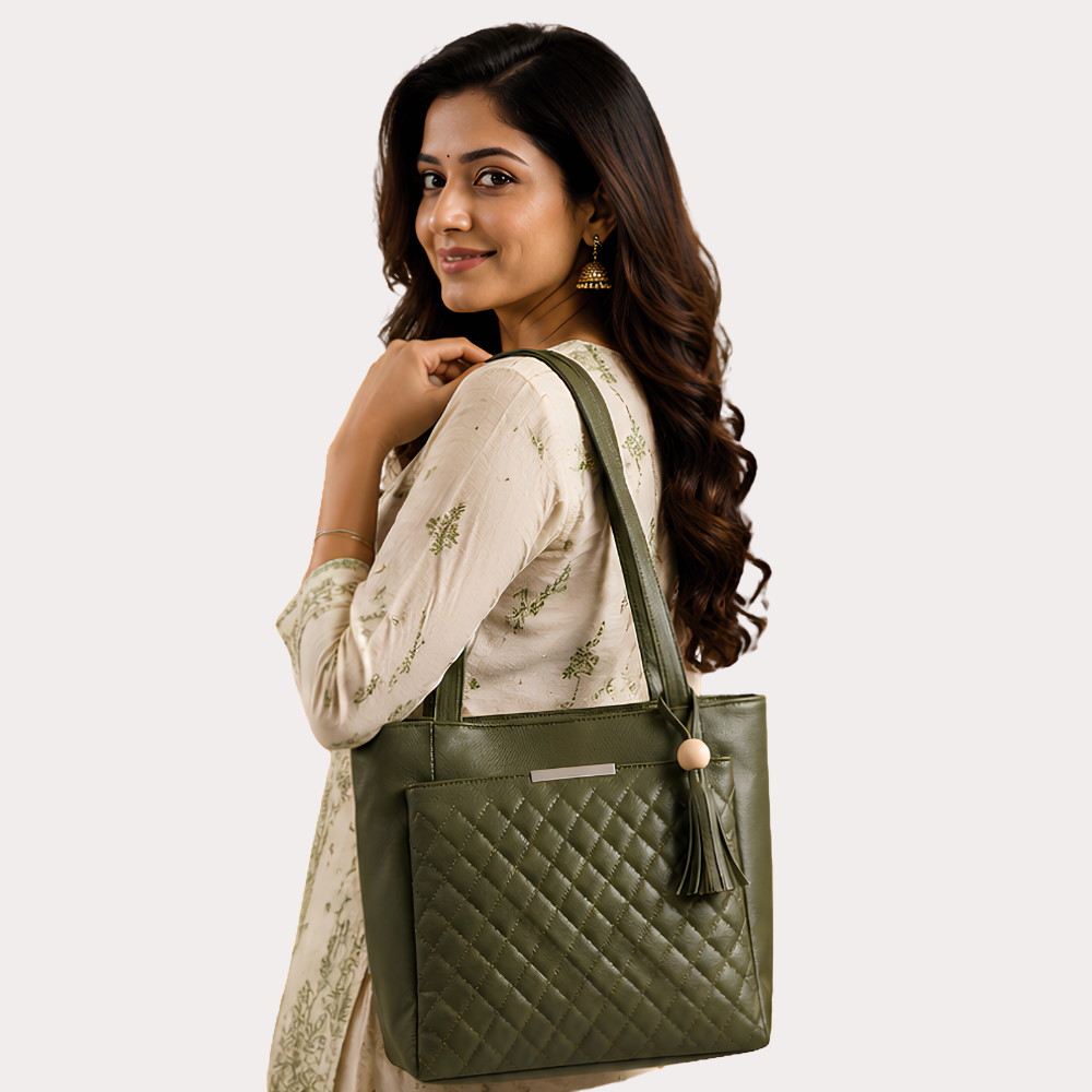 Olive Grace Quilted Tote Bag
